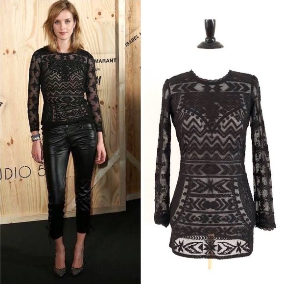 Isabel Marant Tops - Isabel Marant pour H&M black geometric lace long sleeve top
